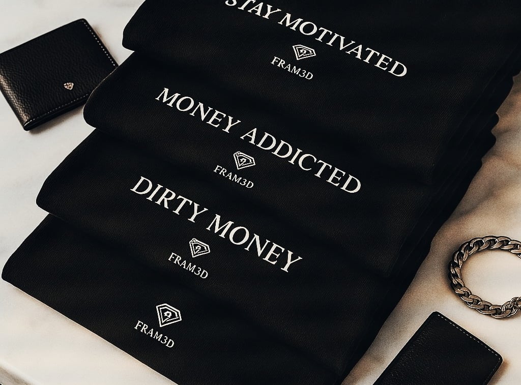 a t - shirt that says stay motivated and has a lot of money