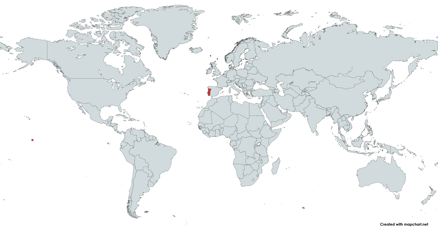 Portugal on the world map