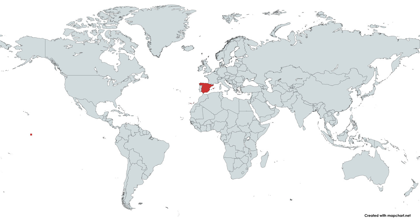 Spain on the world map