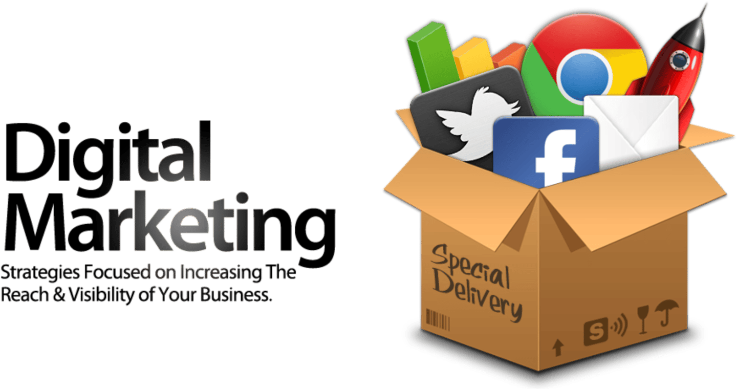 a box with a box of social media and a box of social media