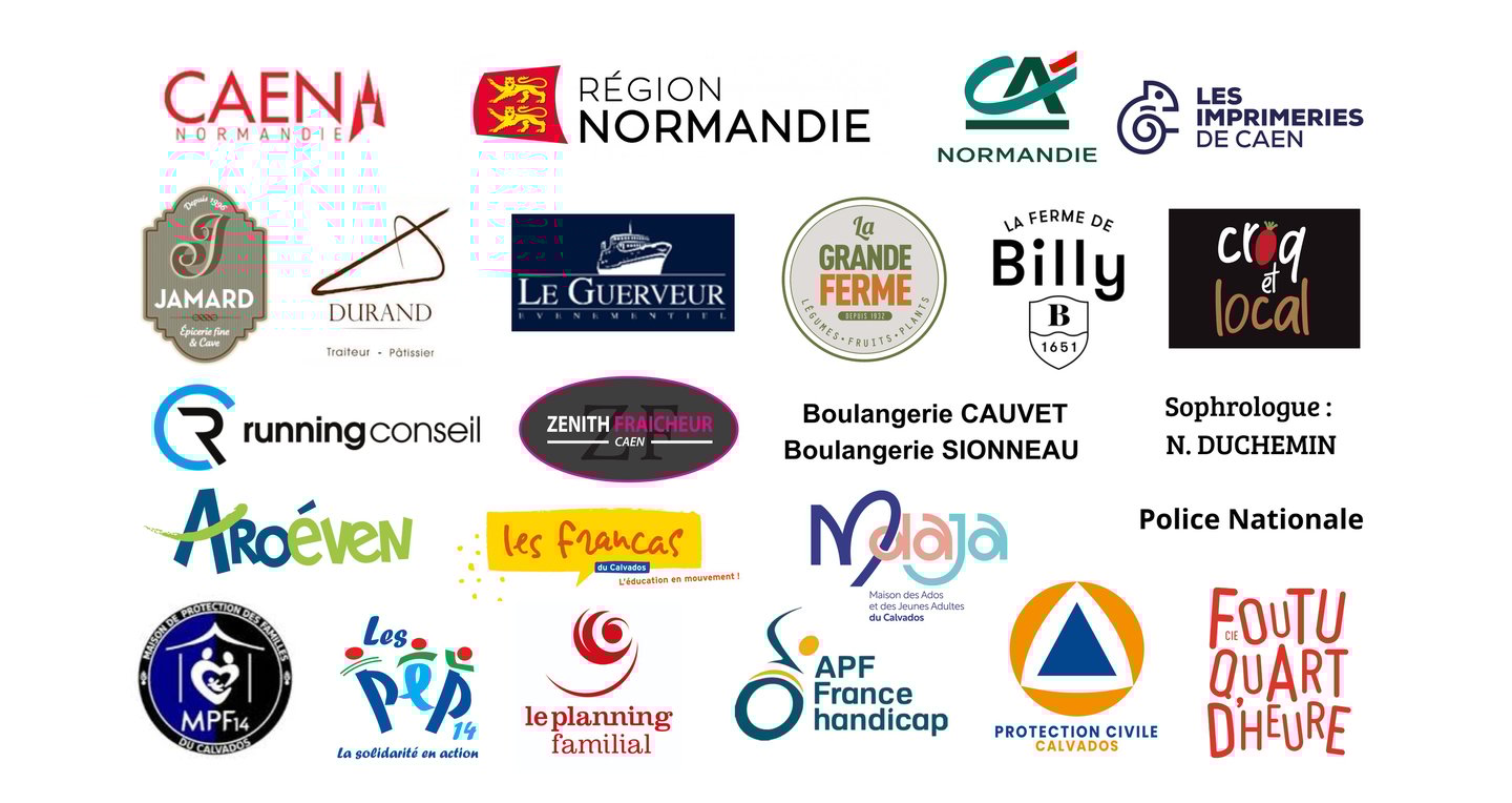 Liste des 26 partenaires d'harcevent en 2025 - Crédit Agricole, ville de caen, region de normandie