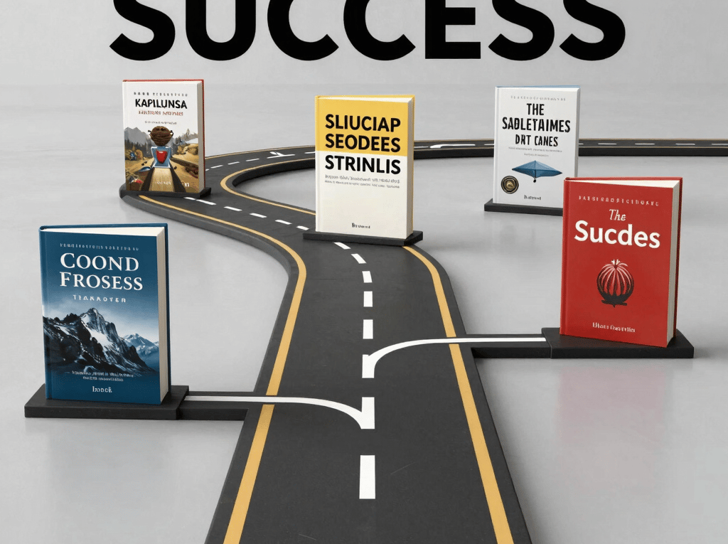 A road map displaying books