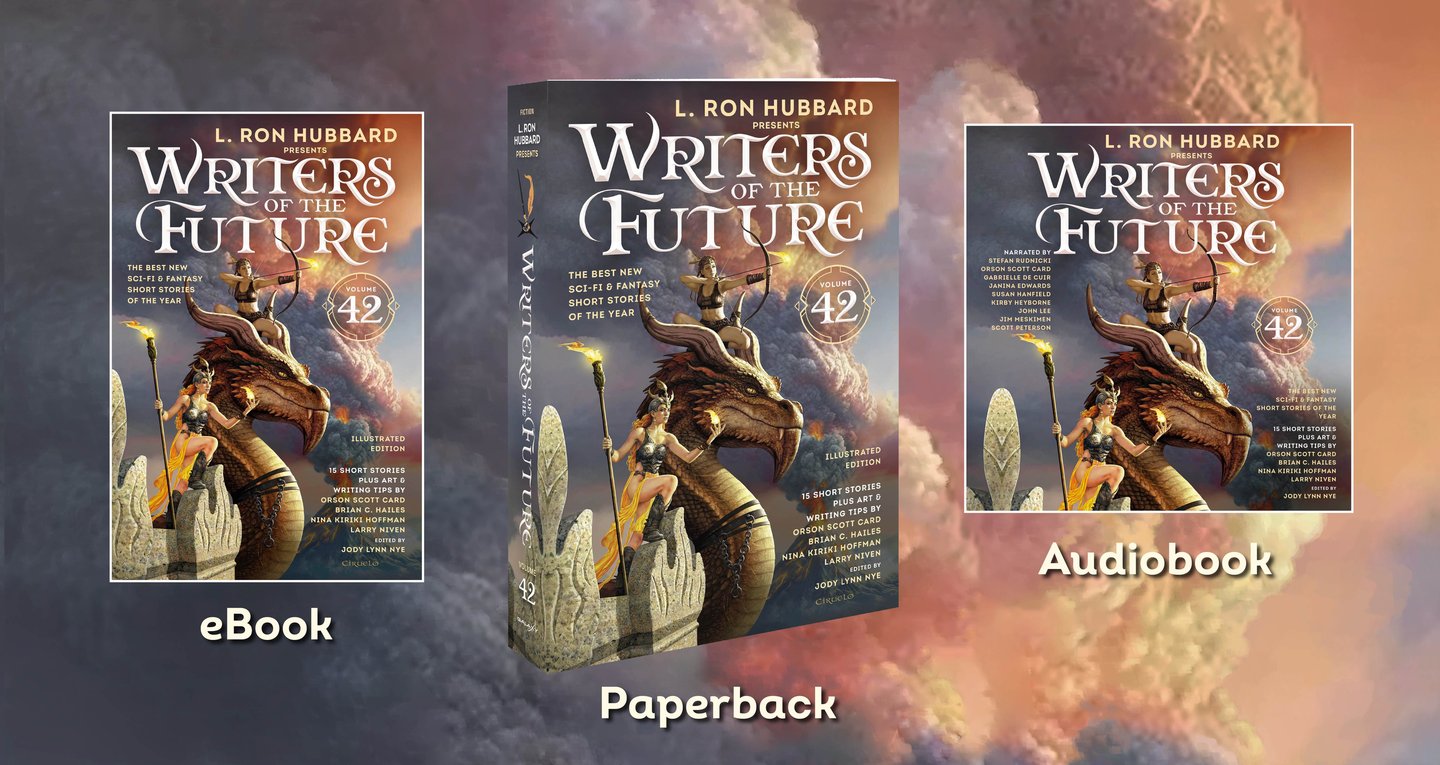 Collage of Writers of the Future Volume 42 formats, eBook, paperback, and audiobook