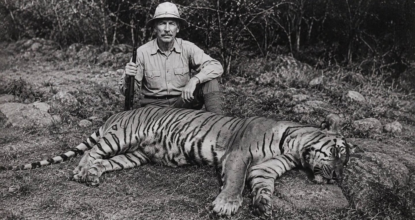 Jim Corbett with Champawat Tigress