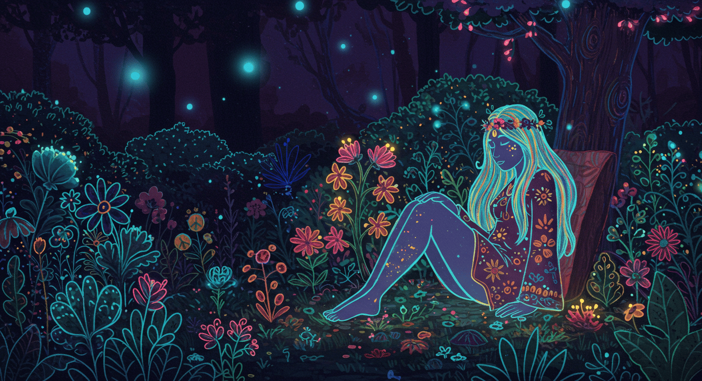 Beautiful lady relaxing in a zen garden 