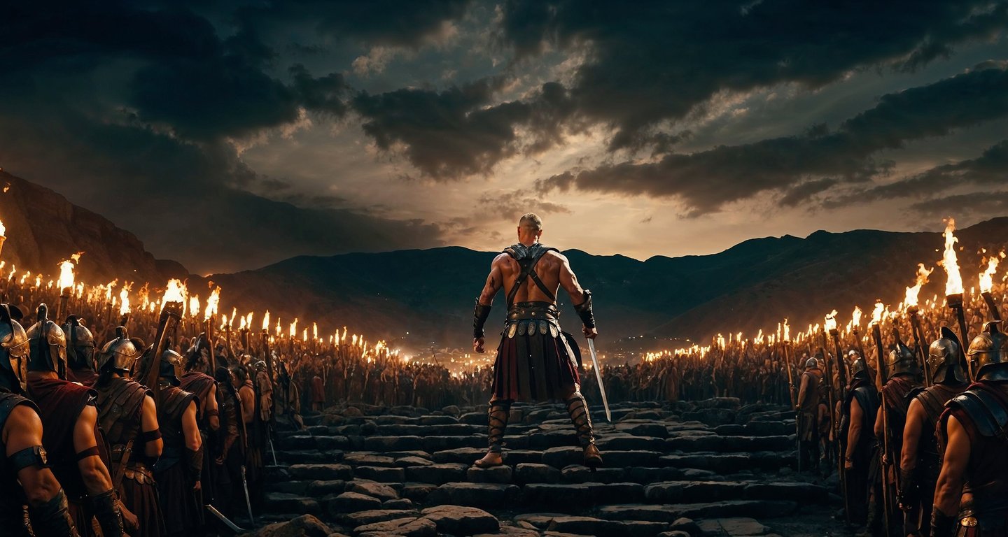 Spartacus leading the slave revolt against the Roman Empire