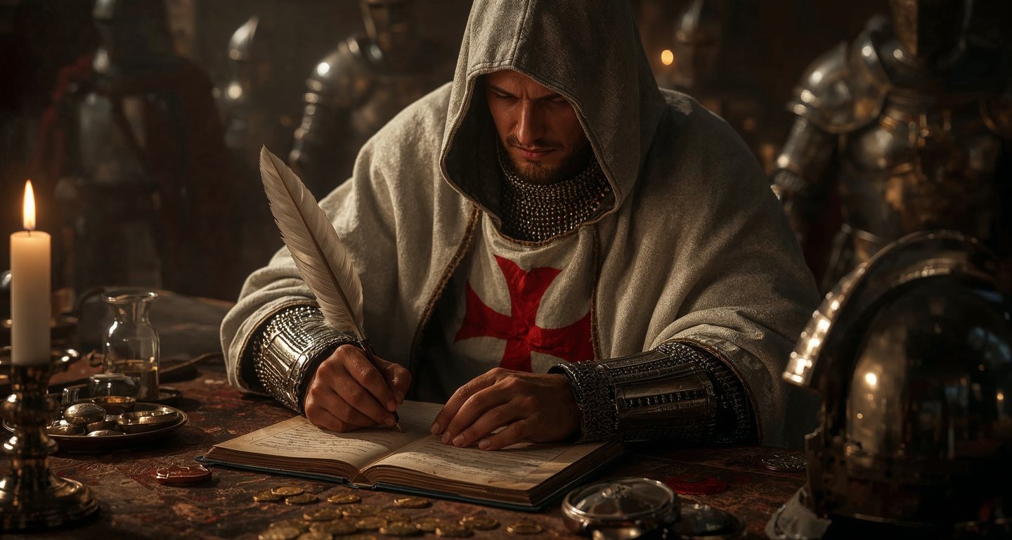 The Knights Templar managing ledgers and finances