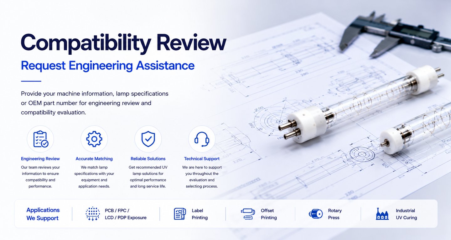 Engineering review service for UV lamp compatibility, OEM matching and industrial application support