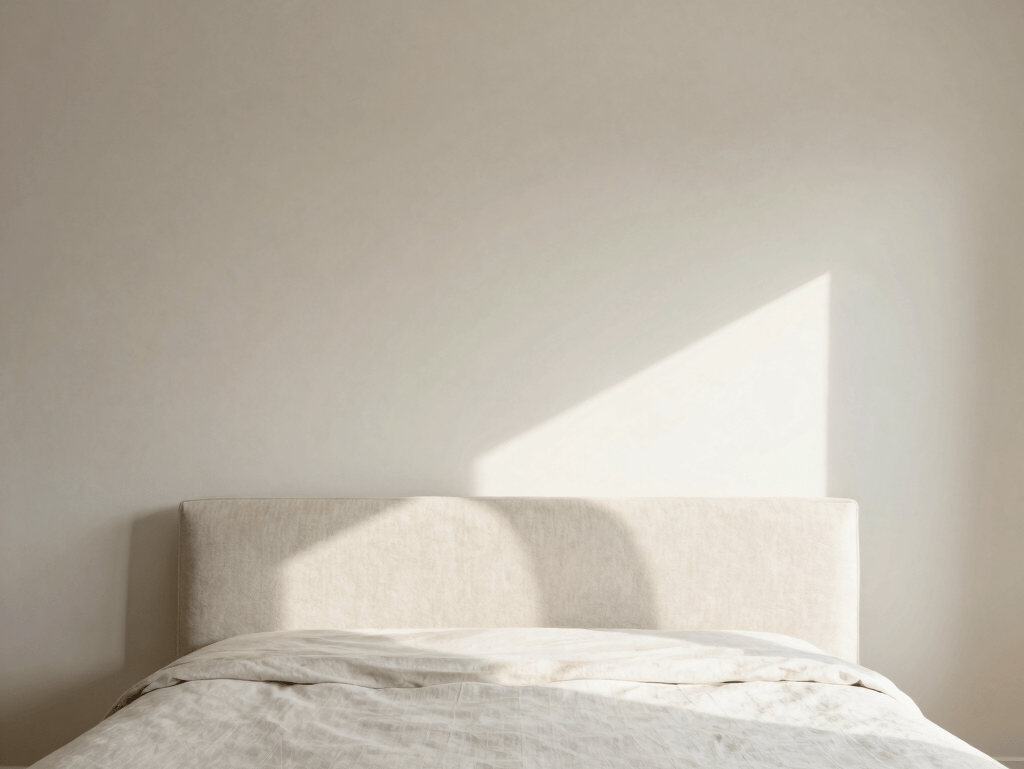 Soft bedroom fabric wall finish used as a calm residential backdrop