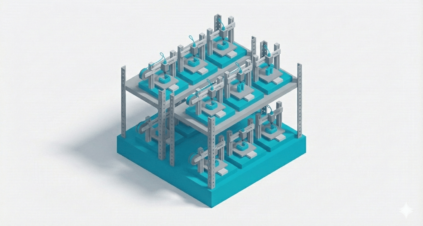 3d druck farm, 3d druck abteilung auf mehren Etagen