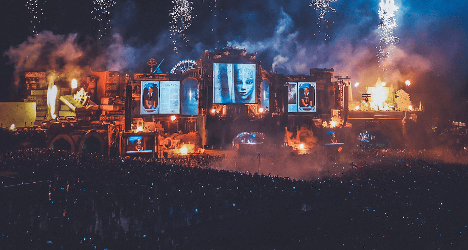 music festival with fireworks