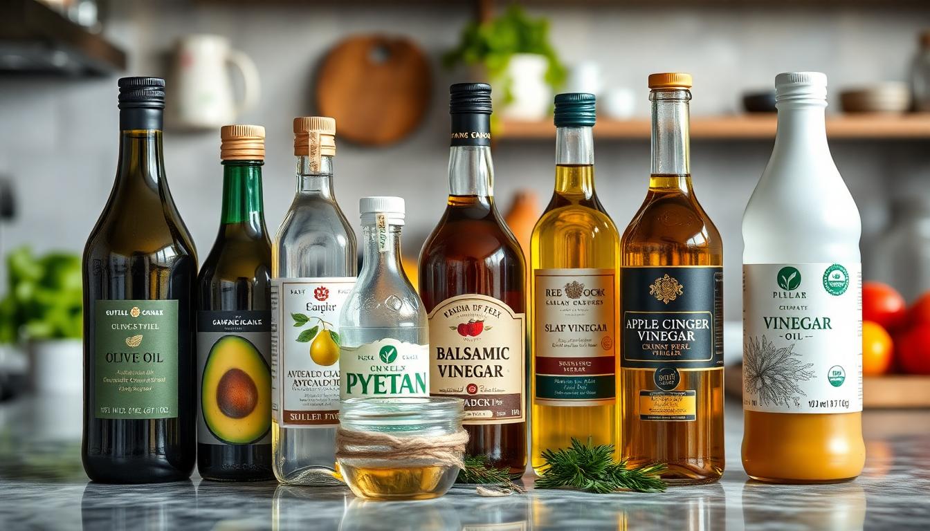 Countertopop with bottles of oils and vinegar
