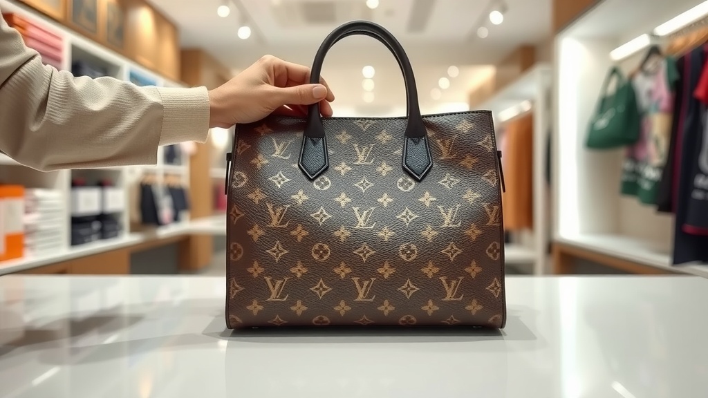 a person holding a louis vuitton bag