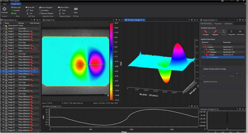 Laser shearography testing software