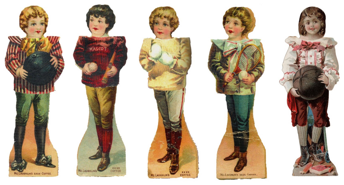 1894 Antique McLaughlin Paper Sports Dolls Rare Collection