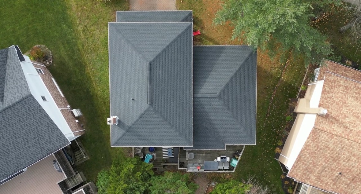 aerial footage of a roof 