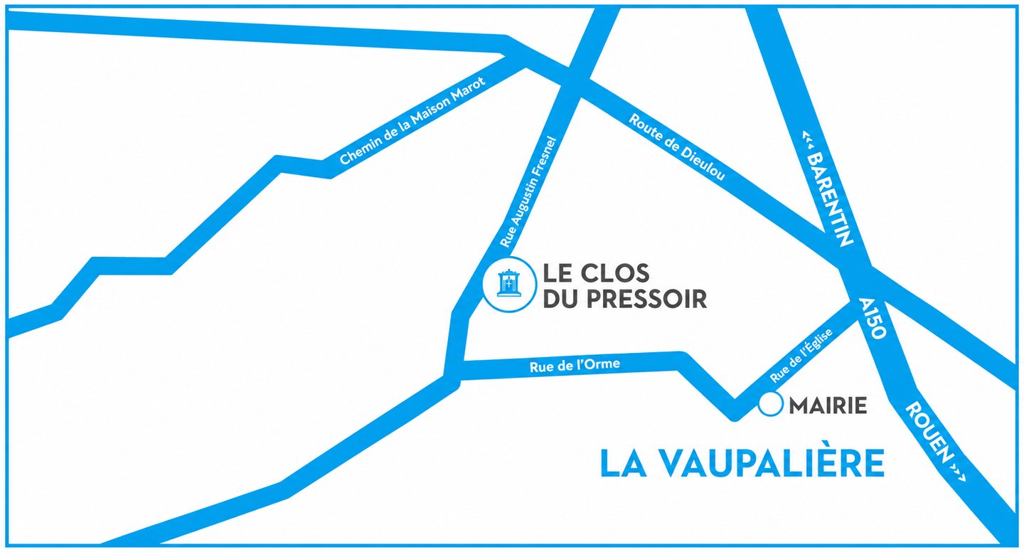 Plan de situation du lotissement Le Clos du Pressoir indiquant son emplacement à La Vaupalière et le