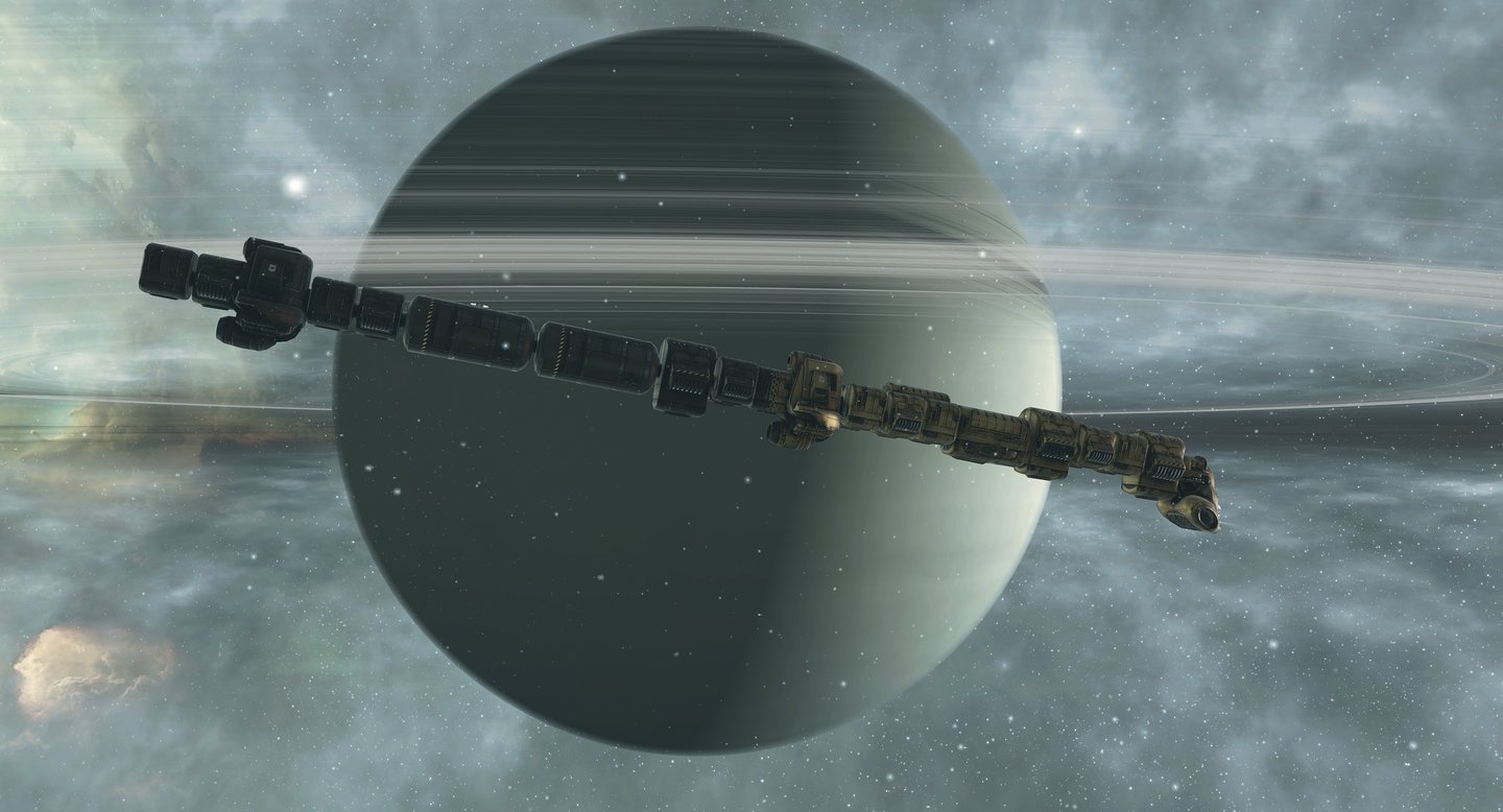 Jeu MMORPG Eve Online New Eden vaisseau de fret Gallente Iteron Mark V 