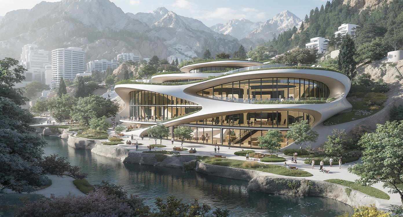 Futuristic and sophisticated building, representing the Community Centers of Reintegration Project