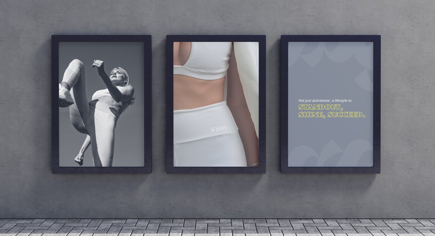 Mockups de tres banner para marca de athleisure