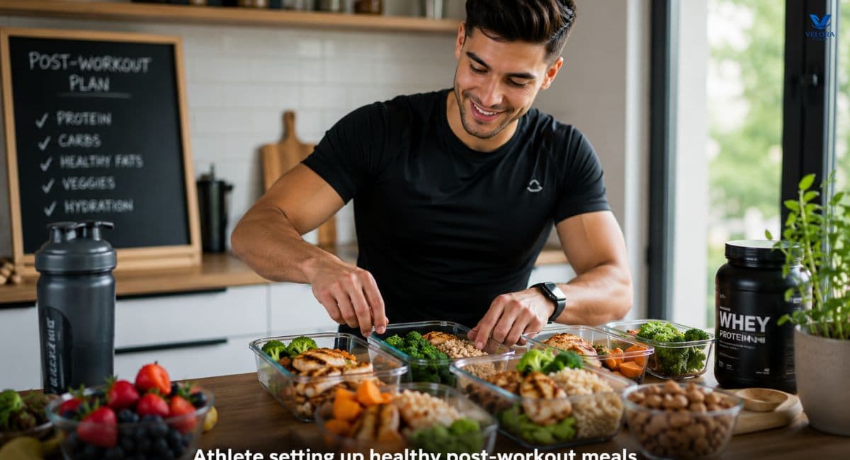 Active person enjoying nutrient-dense recovery foods.
