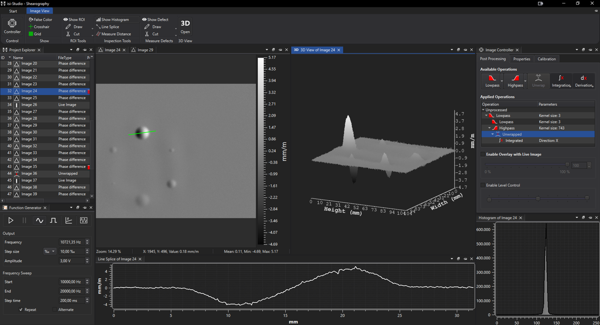 Laser shearography testing software