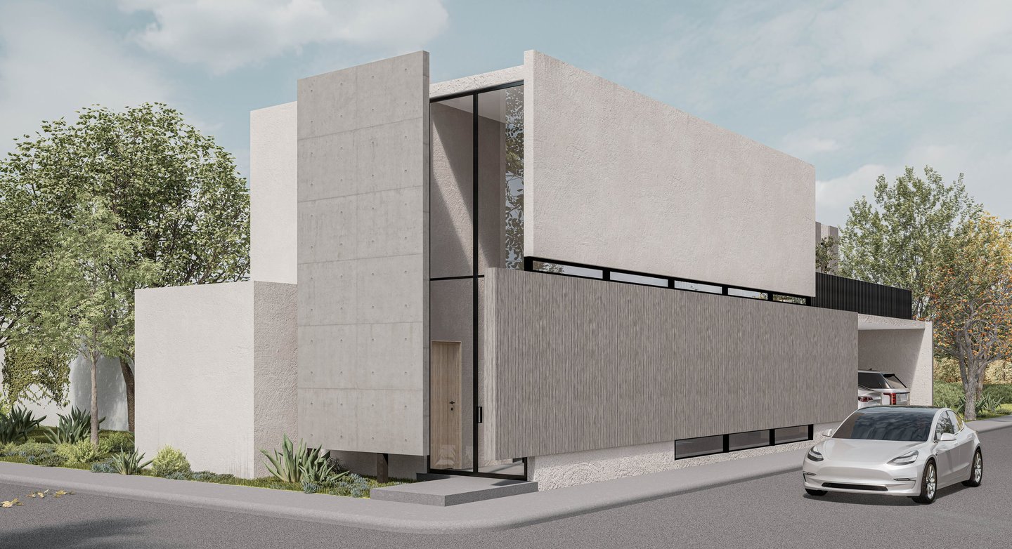 casa moderna con muros de concreto