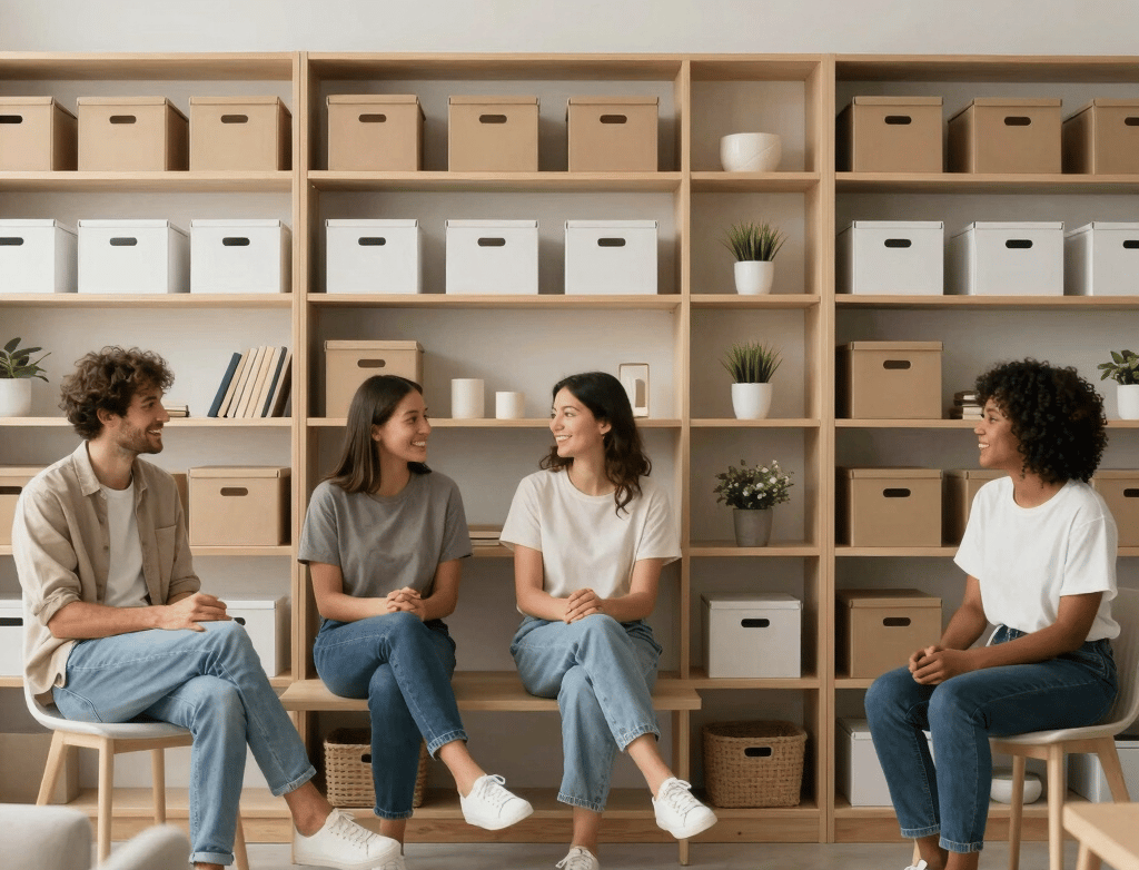 A professional consultant discussing strategy with a small business team in a modern office.