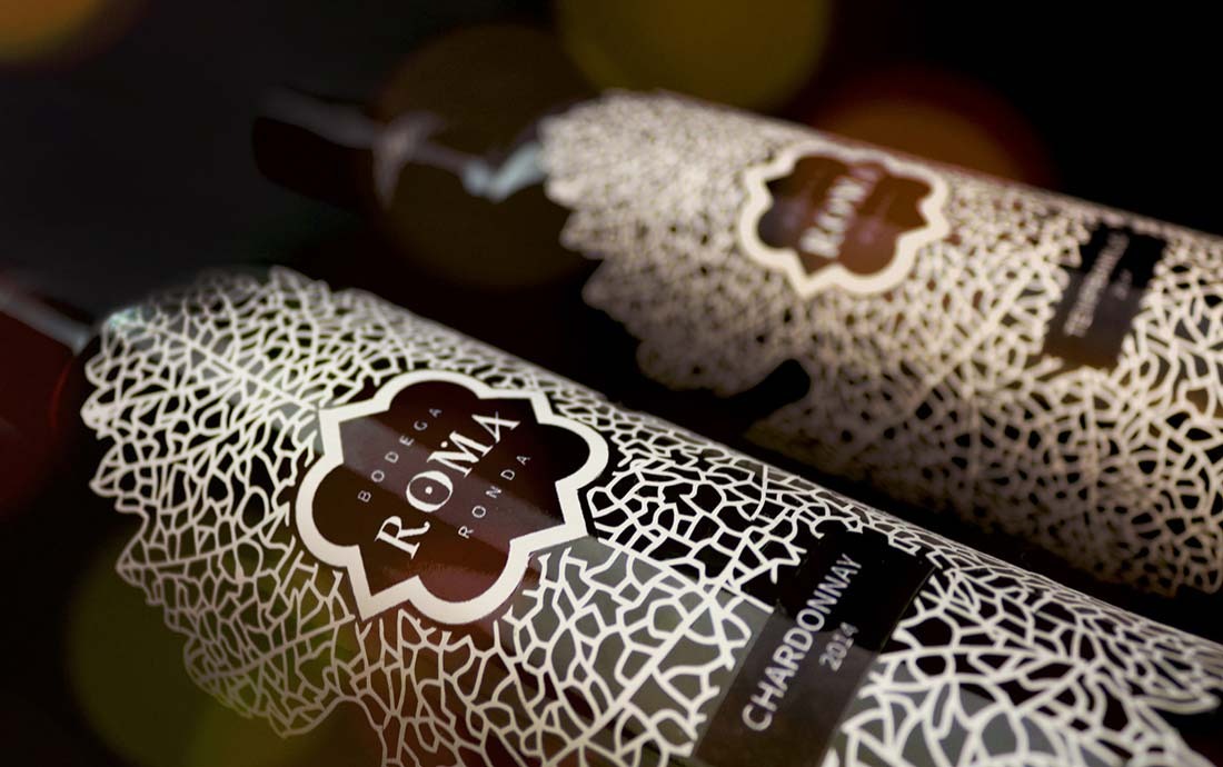 Closeup of two wine bottles