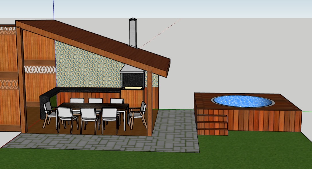 Projeto em 3D de Área Gourmet pela São Paulo Telhados