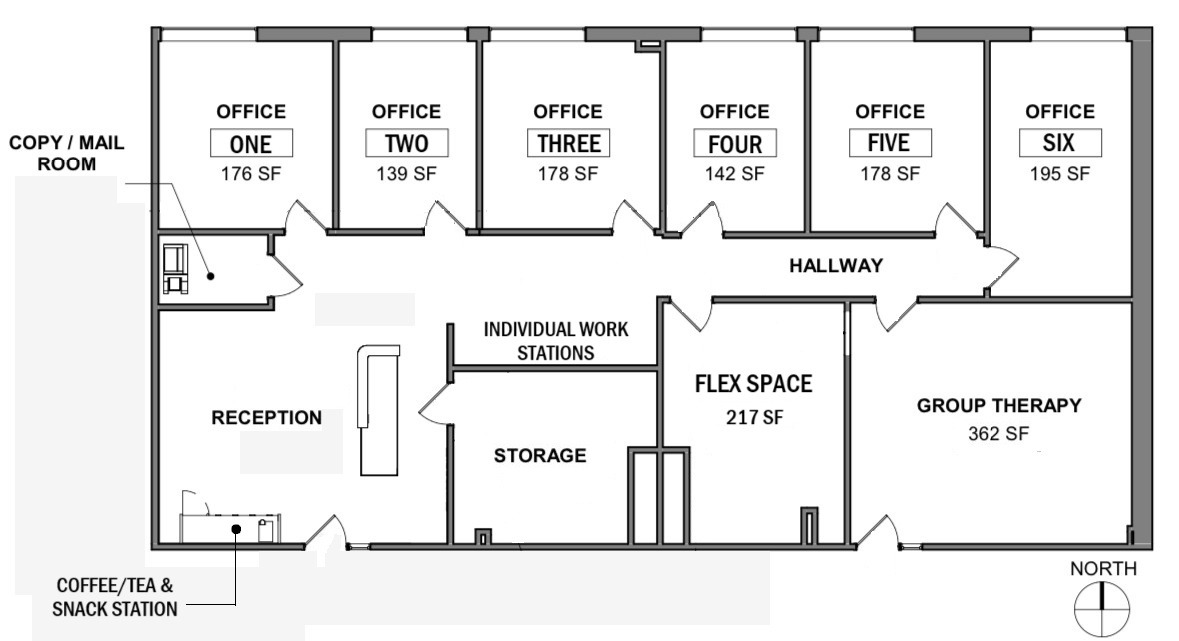 The coworking space layout. 