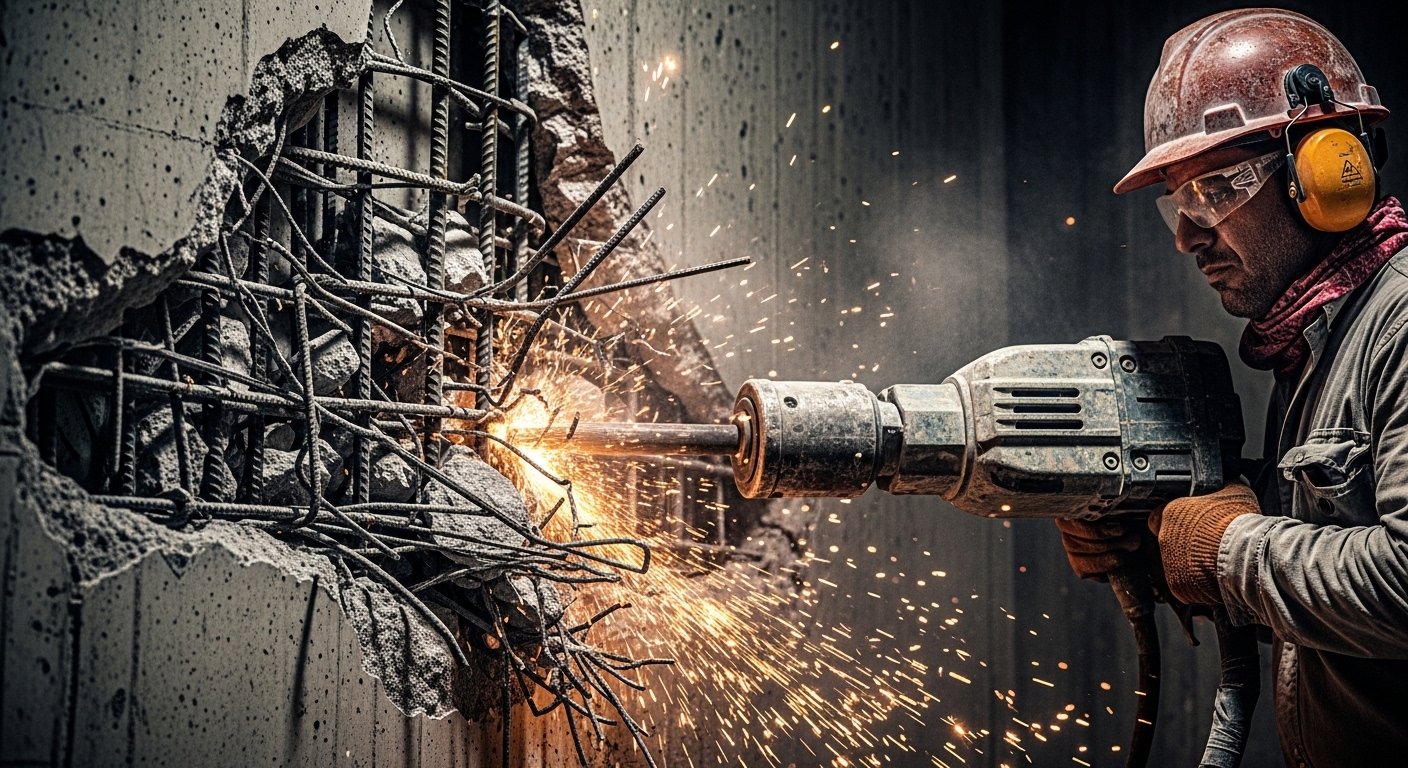 قص خرسانة بالدمام باستخدام معدات حديثة لتنفيذ فتحات في الجدران والأسقف