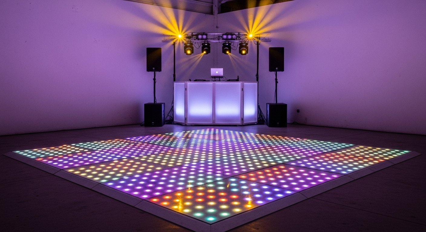 Montaje profesional de DJ latino en Ontario, Canadá. Sistema de sonido de alta calidad, iluminación