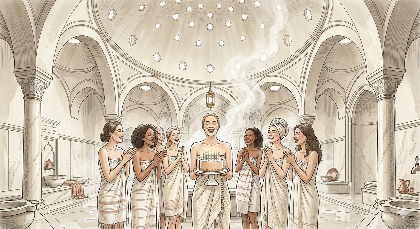 Traditional Bridal Bath (Gelin Hamami) ritual with friends at Hizirbey Hamami