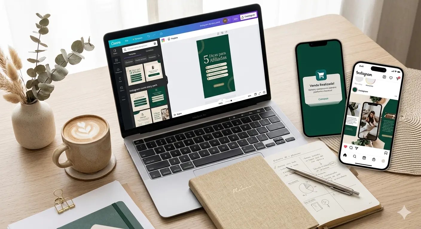 Área de trabalho de uma afiliada de sucesso.