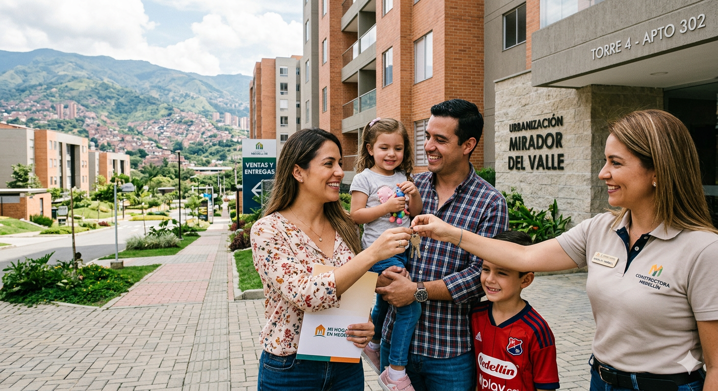 Familia feliz que recibe su casa nueva