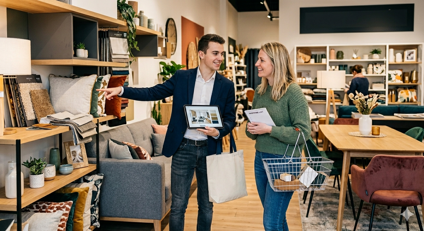 Conseil déco direct en magasin avec les clients