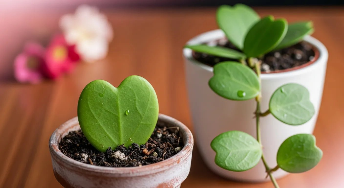 Hoya Kerrii o Planta Corazón en maceta pequeña, ideal para San Valentín.
