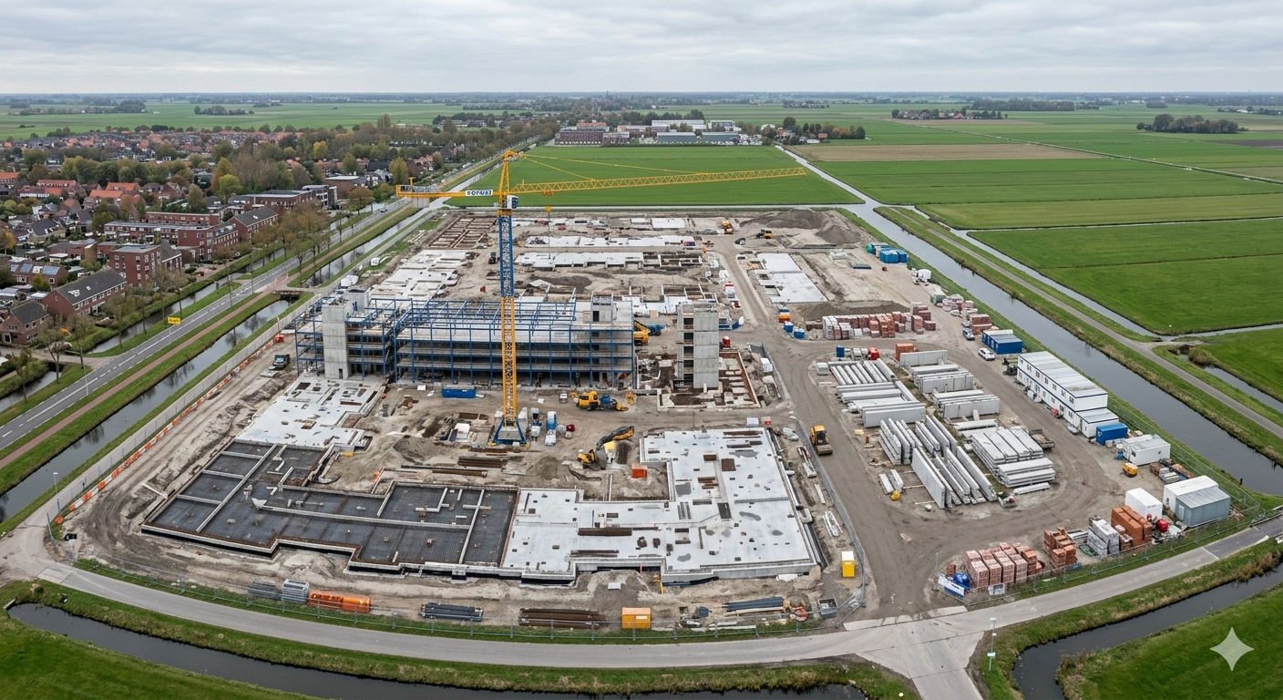 Aerial construction site overview Netherlands — SOLA Aerial Insights