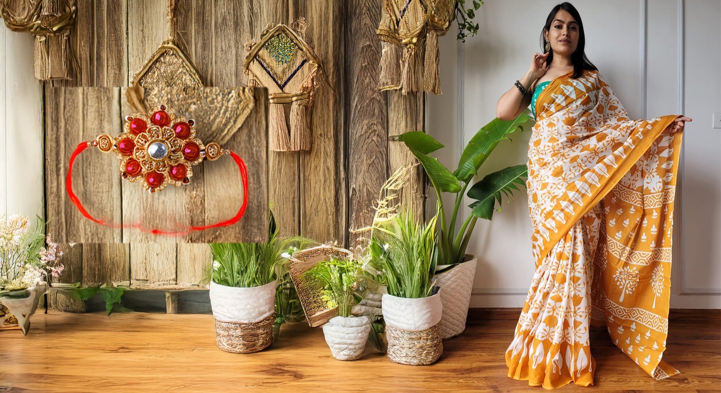 š Rakshabandhan Gift for Sister ā A Beautiful Saree from Mansiās Hand Block Collection