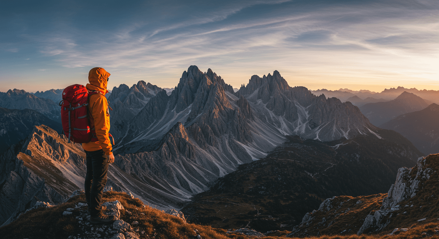 Hiker wearing the best outdoor adventure apparel 2025 while exploring a scenic mountain landscape