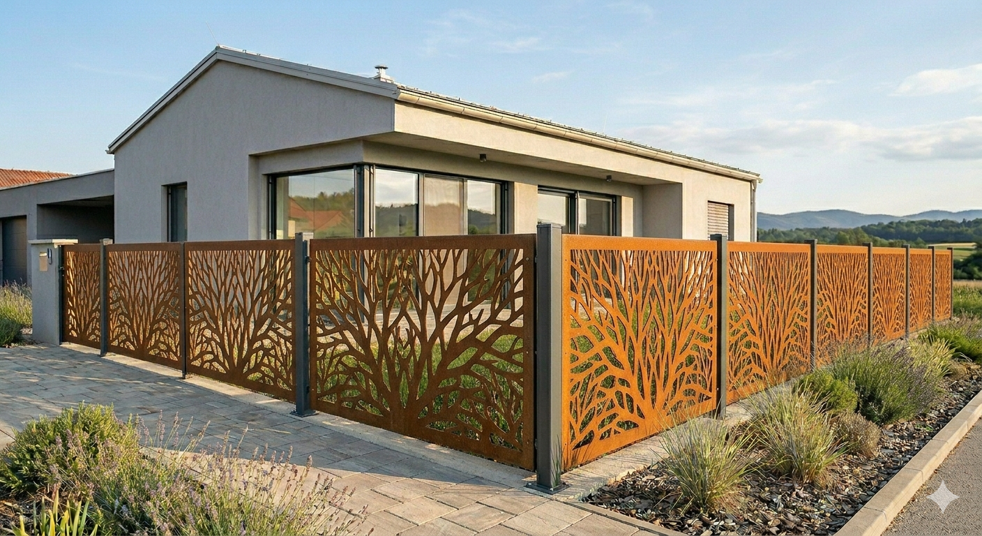 Corten ograja z laserskim izrezom