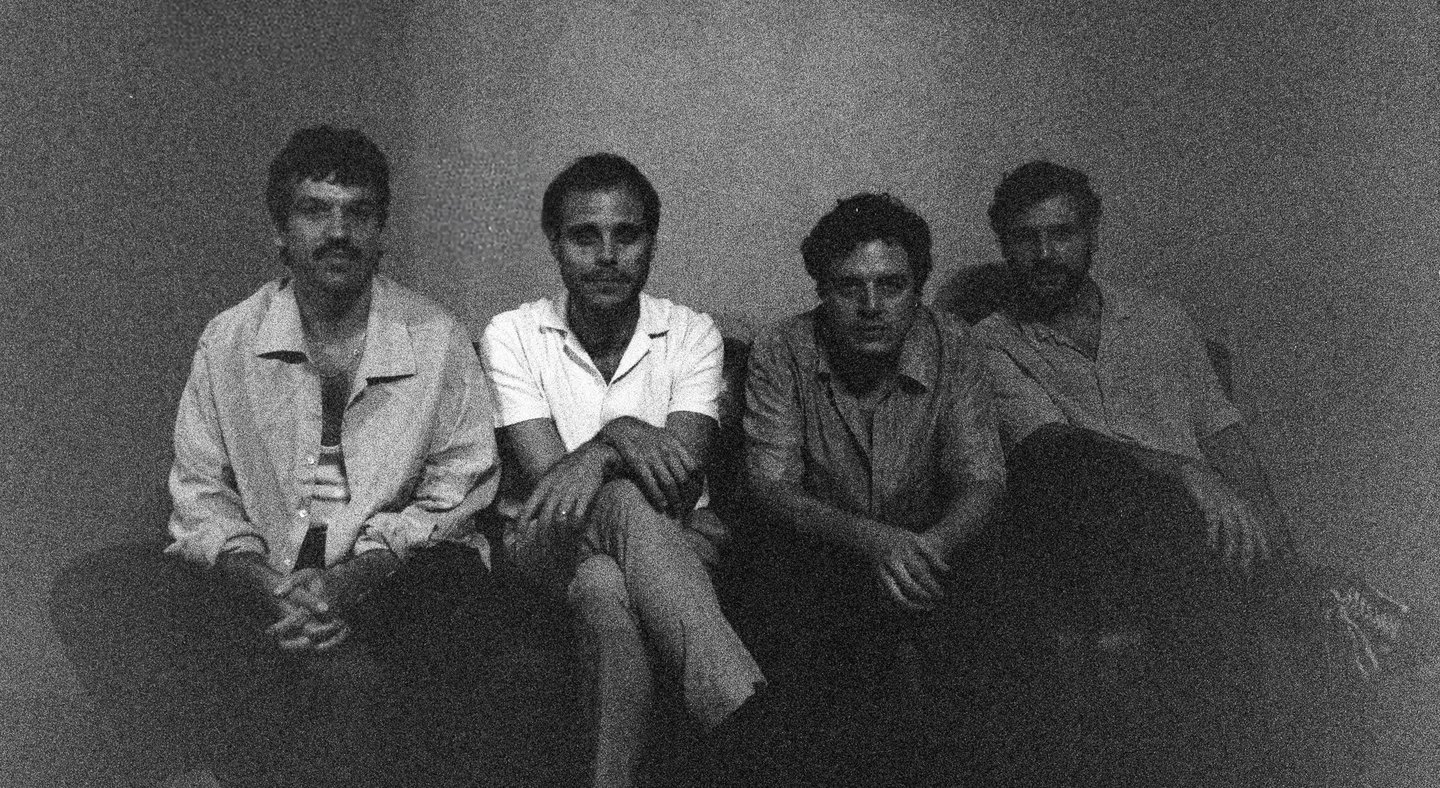 Black and white press photo of Capitão Fausto for their Dingwalls, London show in March 2026