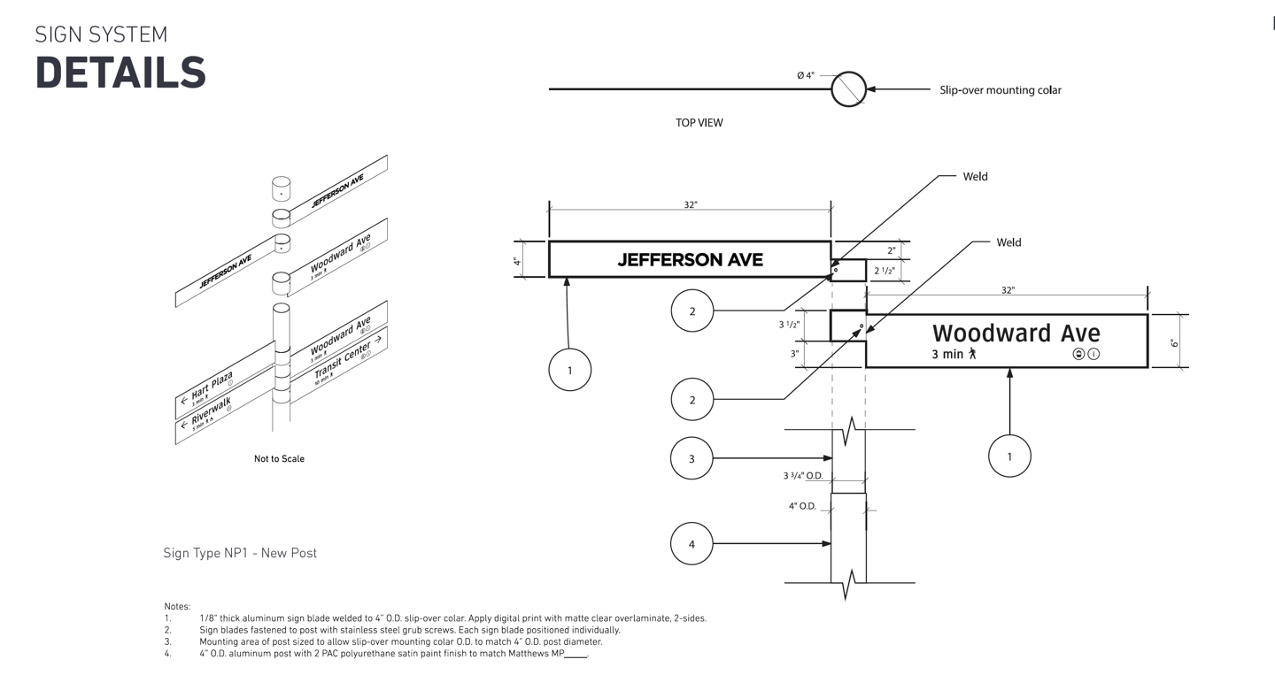 Downtown Detroit Wayfinding Signage Production Drawings