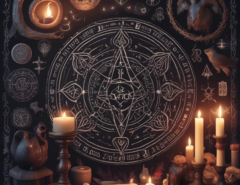 A cozy tarot reading setup with cards spread out on a wooden table, soft candlelight glowing nearby.