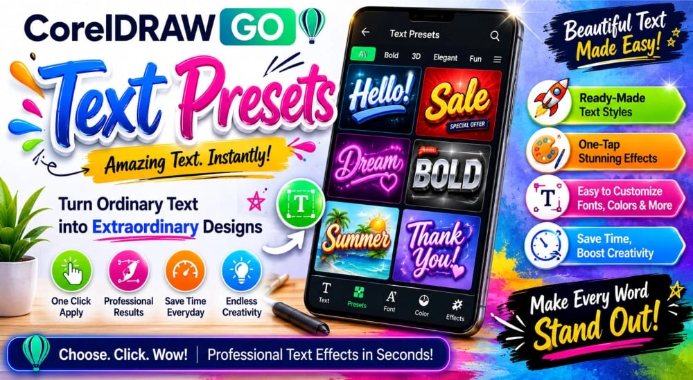Text Presets in CorelDraw Go!