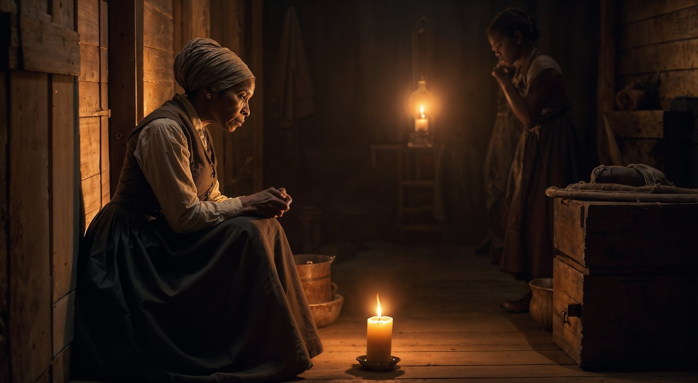 Harriet Tubman Takes Shelter in a Safehouse Along the Underground Railroad