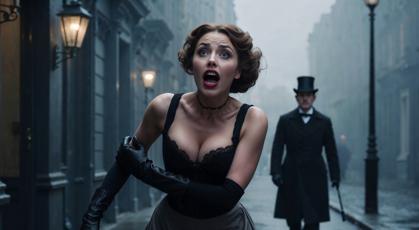 Jack the Ripper victim Elizabeth "Long Liz" Stride, flees in terror