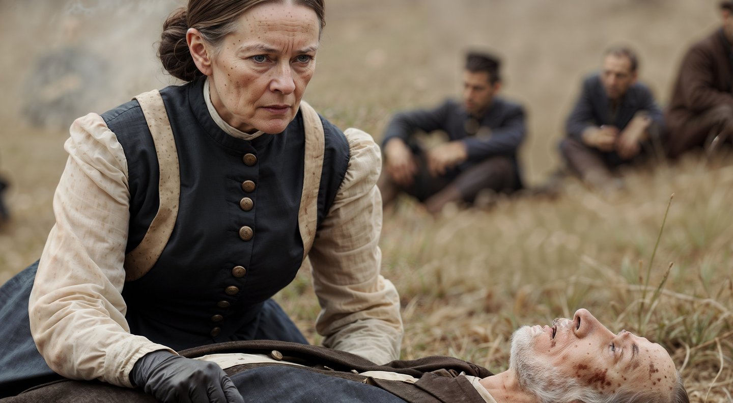 Dr. Mary Edwards Walker attending the wounded in battle