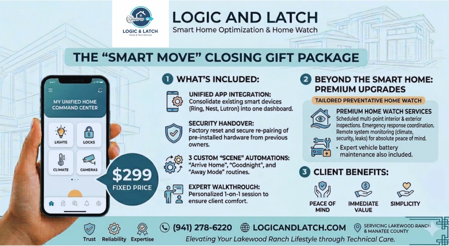 Logic and Latch $299 Smart Move home technology handover & security reset service in Lakewood Ranch